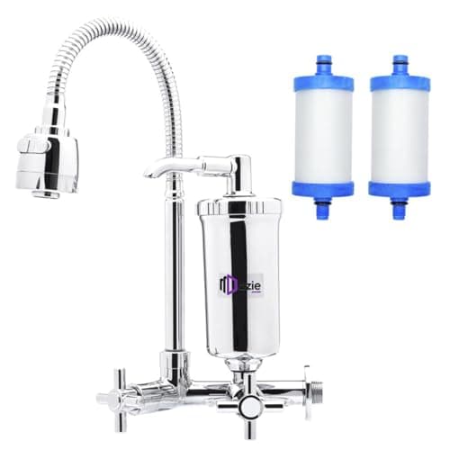 Torneira Com Filtro Cozinha Parede Gourmet Abs Bica Flexível Móvel Acionamento 1/4 de Volta 2 Modos de Jato + 1 Refil Extra (C33)