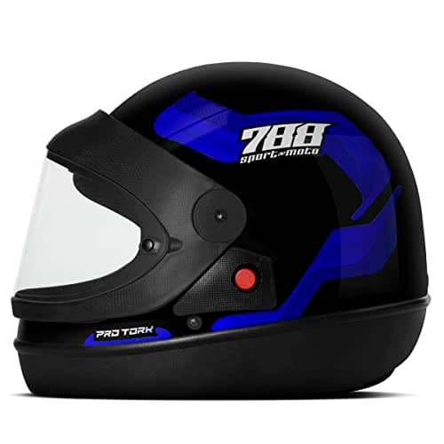 CAPACETE FECHADO PRO TORK SPORT MOTO 788 PRETO - AZUL TAM. 60