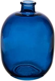 Vaso de vidro azul transparente com colar estreito