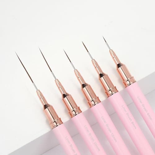 Pincéis de arte de unha, 5 peças profissionais para pintura de unhas, conjunto de pincéis de arte de unhas, ferramentas de arte de unhas para linhas longas finas, pequenos detalhes, desenho fino