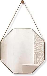 Espelho decorativo octogonal 60cm caramelo com borda dourada