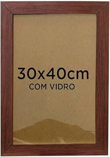 Moldura para quadro decorativo 30x40cm com vidro, madeira escura
