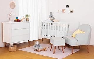 Kit Quarto Infantil Theo Branco Fosco - Berço + Cômoda + Poltrona Capri