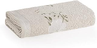 Toalha de Banho Karsten Yuna 100% Algodão - Barra Floral Brilho Grossa Macia Antipilling - 70 x 135 (Cinza 80209/30)