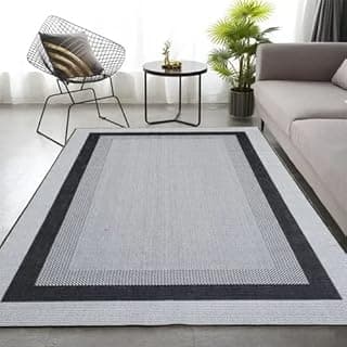 Tapete Para Sala Quarto Sisal 2,00 x 2,50 Cinza Preto Sem Pelo Lancer