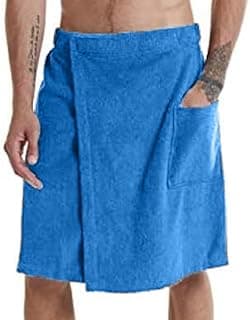 Homem usando toalha de banho masculina azul de microfibra com bolso