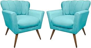 Kit 2 Poltrona para Sala de Estar Estofada Quarto Escritório Clínica Leitura Paris (Suede Azul Tiffany)