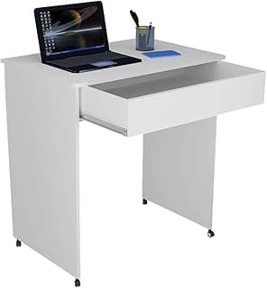 Mesa Escrivaninha Compact Not 0,70 Ofertamo Branco Rodízios e Gaveta