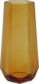 VASO DECORATIVO GEOMÉTRICO HOME&CO VIDRO 28x10x10cm ÂMBAR