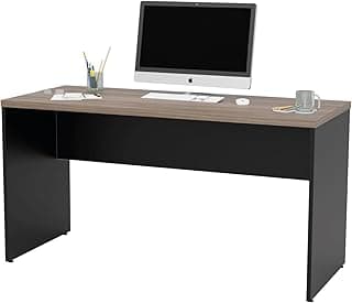 Escrivaninha de Escritório 160x60cm com Tampo MDP 30mm, Estrutura 15mm, Borda ABS e Sapata Regulável, Mesa Grande para Home Office, Estudos e Uso Corporativo Netmobil (Nogal)