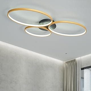 Luminária de teto LED moderna de 54W/66W com dimmer e controle remoto. Lustre de teto embutido com 3 anéis para sala de estar, sala de jantar, cozinha e quarto.