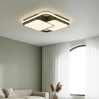 Luminária Lustre LED De Sobrepor Design Quadrado Duplo Para Teto Bivolt 32W 3 Cores de Luz Em 1 Com Memorização de Cor Para Sala, Quartos, Cozinha Escritório (Preto)