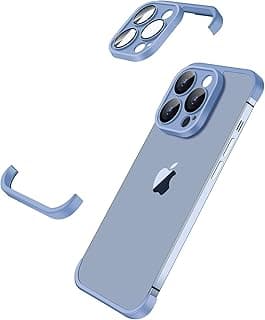 Capa protetora azul titânio para iPhone 15 Pro com recortes para câmeras e logo da Apple