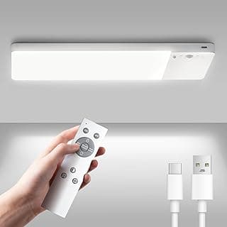 Tobeape Luminárias Lampada LED Recarregável com Sensor de Movimento, Bateria 12000mAh, 1200LM, 3 Temperaturas de Cor Dimerizável, Controle Remoto, Luz Sem Fio para Closet, Cozinha, Corredor e Banheiro
