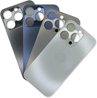 Tampas traseiras de vidro para iPhone 15 Pro em preto, azul, cinza e prata