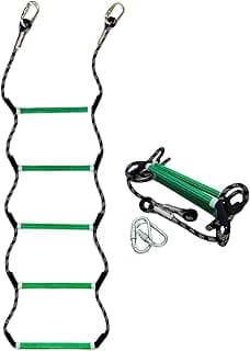 Escada de corda para barco, corda de escalada resistente, força de 204 kg, linha de poliéster reforçado de 14 mm, degrau de resina rígida, escada externa para barco inflável, caiaque, barco