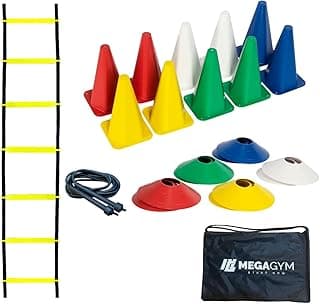 Kit Funcional Agilidade 10 Chapéus 10 Cones Escada Agilidade Com 7 Degraus + Corda De Pular