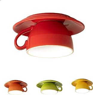 Luminária de teto de cerâmica com design de xícara de café em vermelho, verde e amarelo