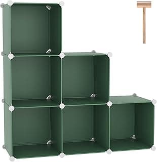 C&AHOME Organizador de armazenamento de 6 cubos, prateleiras empilháveis, estante portátil, organizador de armário de plástico para roupas, prateleiras modulares DIY para guarda-roupa, casa, verde