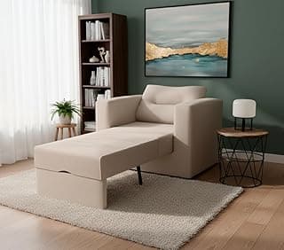 Poltrona Cama Solteiro Retrátil Marisol Bege Vira Cama Veludo Premium Abertura Frontal Ideal Sala e Quarto