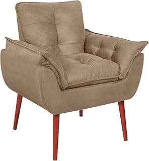 Poltrona Opala Decorativa para Sala de Estar e Quarto - Cadeira de Leitura Conforto com Pés Palito e Design Retrô (Capuccino)