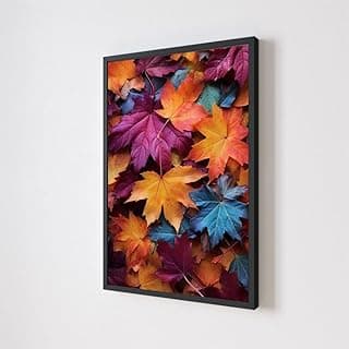 Quadro decorativo folhas de outono adesivo moldura caixa 70x50 cm
