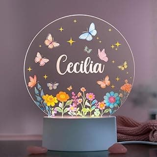 Luminária Jardim Colorido Presente Criativo De Mesa Personalizada Com Nome Led Com Borboletas Para Quarto Menina Decoração Infantil Presente Infantil Feminino