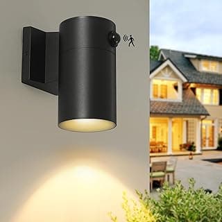Luminária de parede LED moderna preta, sensor de movimento, iluminação externa elegante, QQCherry