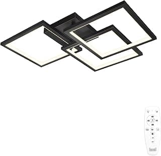 Luminária de teto LED moderna preta regulável 3000K-6000K com controle remoto