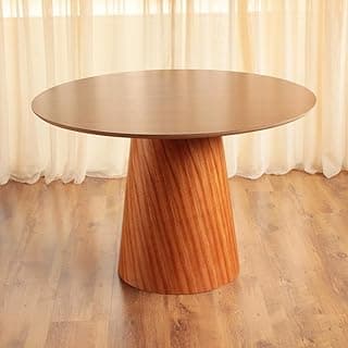 Mesa de Jantar Redonda Base Cone e Tampo Amadeirado Para Refeições - Lyon (135 CM)