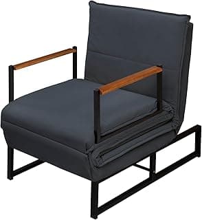 Poltrona Moderna Versati Estofada Descanso do Papai Conforto Premium Reclinável Puff Vira Cama Solteiro Luxo Puff Retrátil Macia Extensão Sala E Quarto Pés Em Aço Escritorio (Cinza)