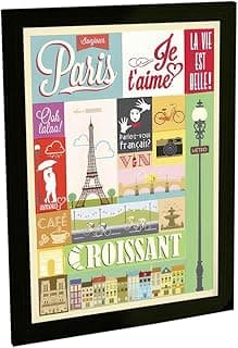 Quadro Decorativo A4 Paris França Colagem Turismo Viagem