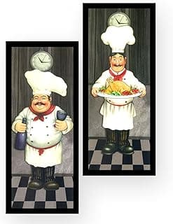 Kit 2 Quadros Decorativos de Chefs 19x45 cm com Molduras - Cozinha Gourmet