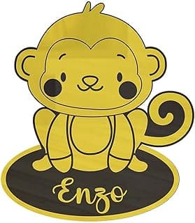Quadro decorativo em acrílico com macaco amarelo e nome Enzo