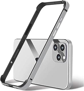 Capa rígida fina para iPhone 15 Pro, titânio cinza, moldura de alumínio, proteção de borda elevada