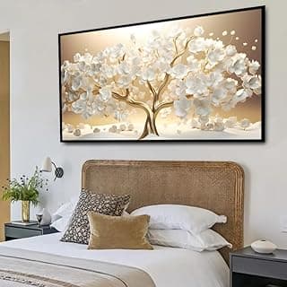 Quadro Decorativo Floral Árvore da Prosperidade Dourada com Moldura Retangular 60X90 cm
