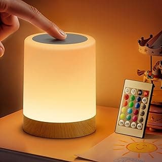 Auxmir Luminária de Mesa de LED com 13 Cores RGB, Recarregável por USB, Controle Remoto, Ajustável, Regulável, Lâmpada Portátil para Quarto de Cama