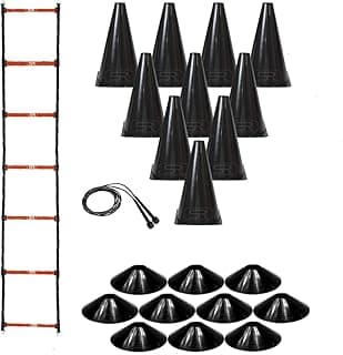 Kit Escada + 10 Pratos + 10 Cones + Corda Black Funcional