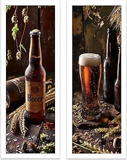 Kit 2 Quadros Decorativos Cerveja Copa Cozinha Área Gourmet Churrasco 18x45 cm