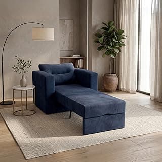 Poltrona Cama Solteiro Retrátil Marissol Veludo Premium Azul Sofisticado