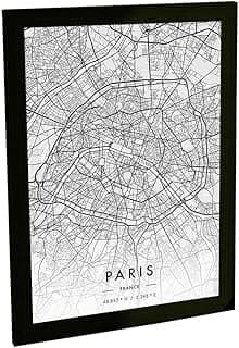 Quadro Decorativo A3 Paris França Mapa Pb Viagem Turismo
