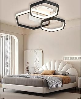 Luminária de teto LED redonda moderna de 80W com dimmer, dourada/preta, com controle remoto, para sala de estar, quarto, cozinha, escritório e sala de jantar (45 cm)