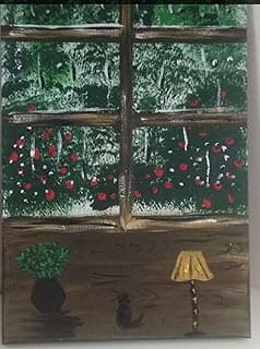 Quadro decorativo rústico com flores vermelhas e luminária, arte para parede