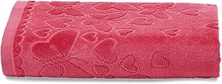 Toalha de banho rosa jacquard com padrão floral, Dohler S.A