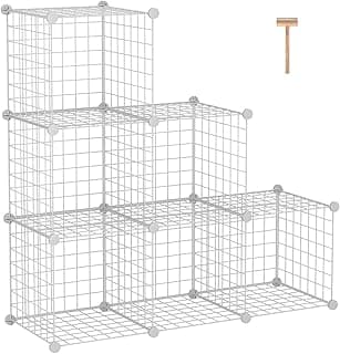 C&AHOME organizador de armazenamento de cubo de arame 6, unidades de prateleiras modulares, Branco, 6 cubes, 1