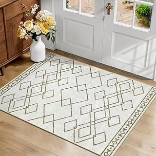 SERISSA Tapetes marroquinos 5 x 7 cm, tapete lavável para entrada, tapete pequeno antiderrapante, tapete interno para porta da frente, tapetes baixos para entrada, quarto, sala de jantar, banheiro,