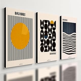 Kit 3 Quadro Decorativo Abstrato Bauhaus Moderno Luxo Qualidade Premium (40x28cm)