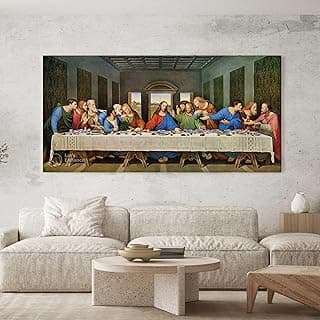 Quadro decorativo religioso A Última Ceia Jesus 100x50 parede sala