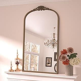 Espelho decorativo dourado vintage de 61 cm x 101 cm para parede