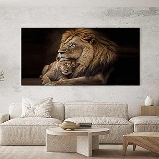 Quadro decorativo leão e filhote sala de estar decoração de parede
